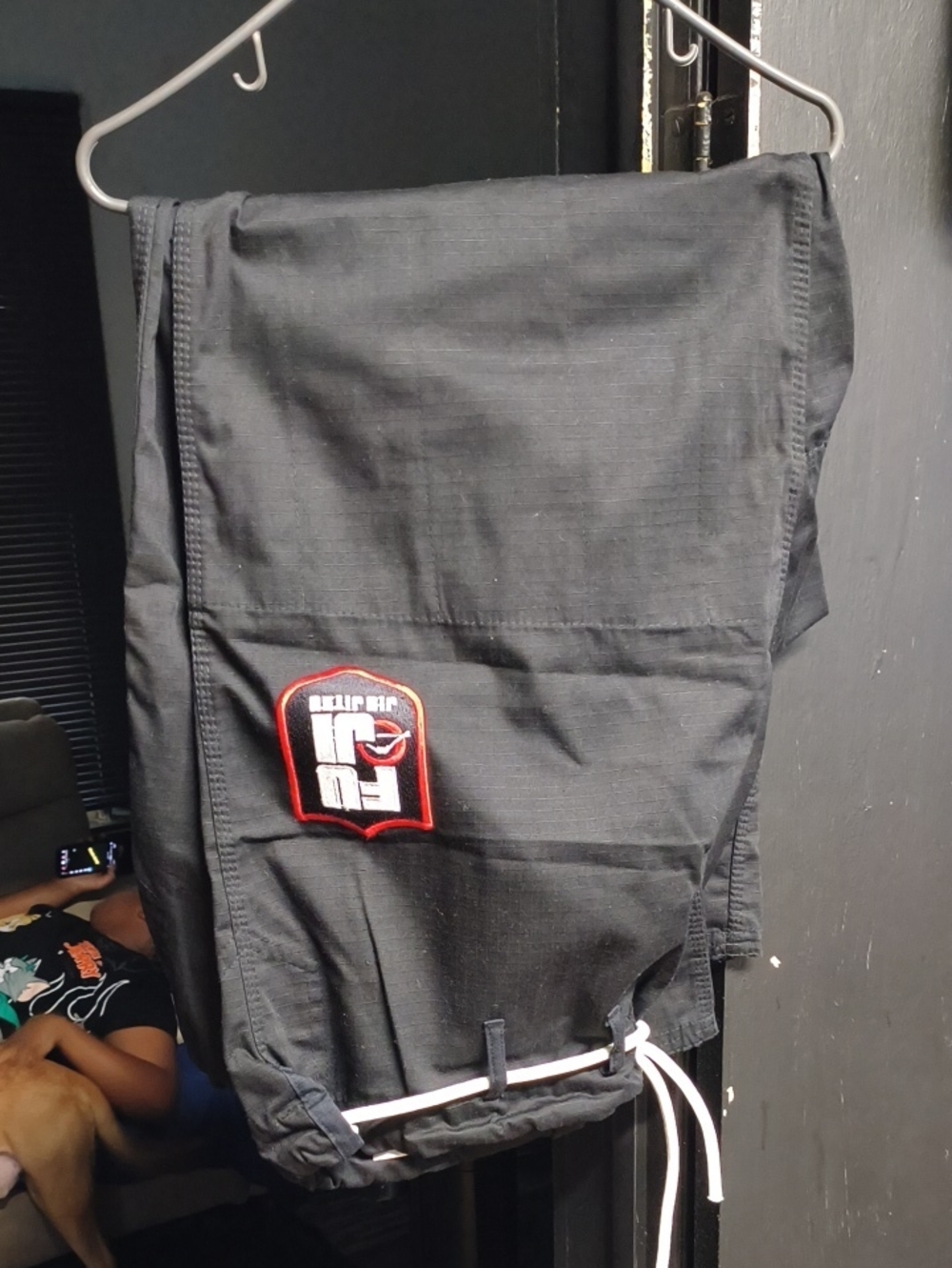 Black Martial Arts Gi Pants with Red Patch